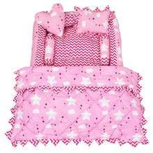 Pink 4 Pillows & Square shape Cotton Baby Bed for 0-1 Year BB14