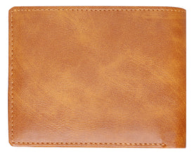 LOREM Men Orange Textured Two Fold Faux Leather Wallet WL06