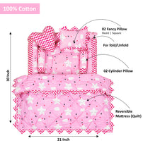 Pink 4 Pillows & Square shape Cotton Baby Bed for 0-1 Year BB14