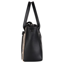 LOREM Black Glamorous Faux Leather Handbag For Women And Girls HB22