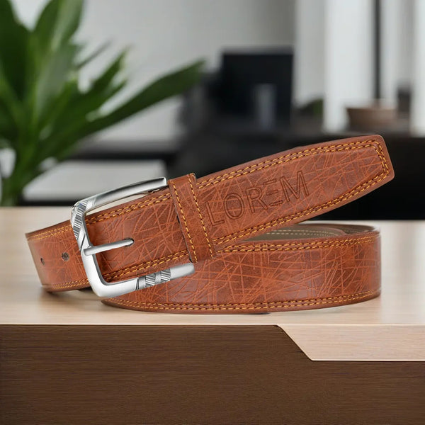 Orange PU Leather Belt For Men BT05-BKL09