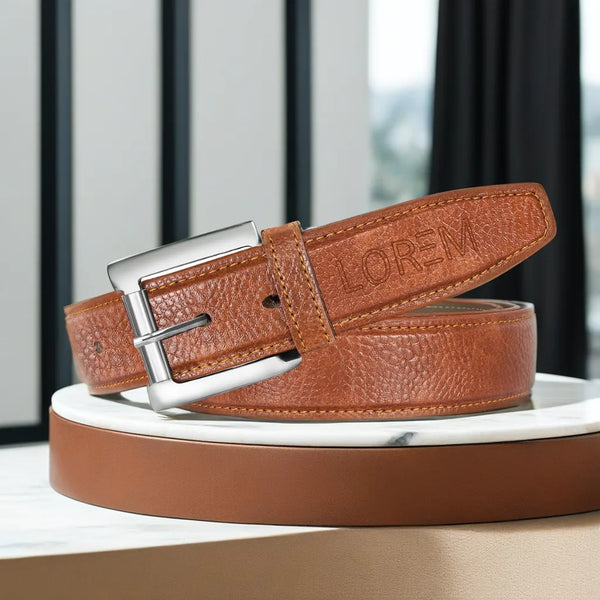 Orange Textured  PU Leather Belt For Men BT14-BKL06