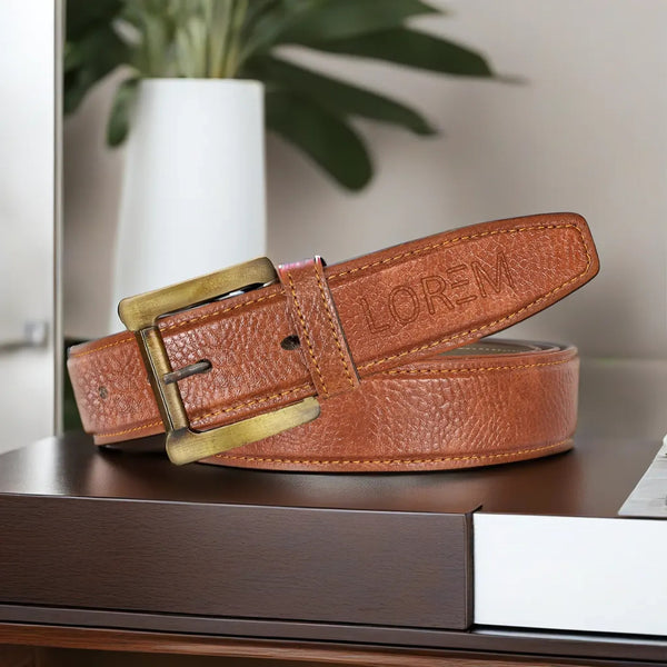 Orange Textured  PU Leather Belt For Men BT14-BKL05