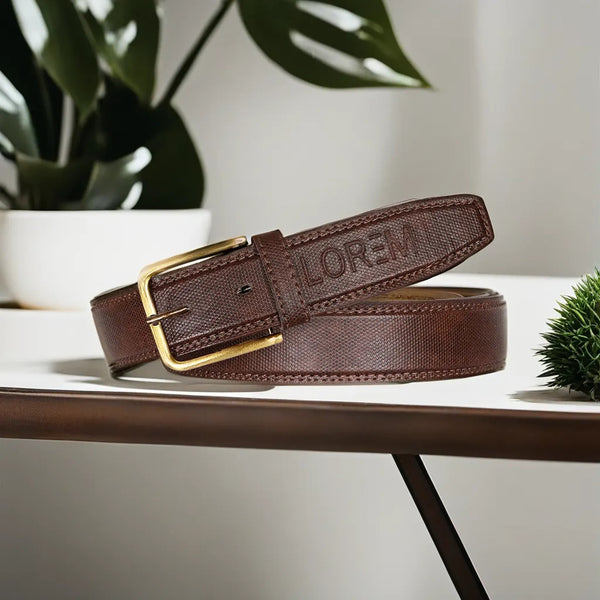 Brown Textured  PU Leather Belt For Men BT19-BKL07