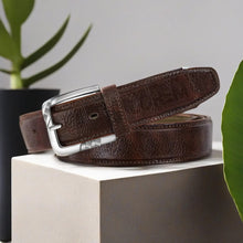 LOREM Brown Textured PU Leather Belt For Men BT13-BKL09