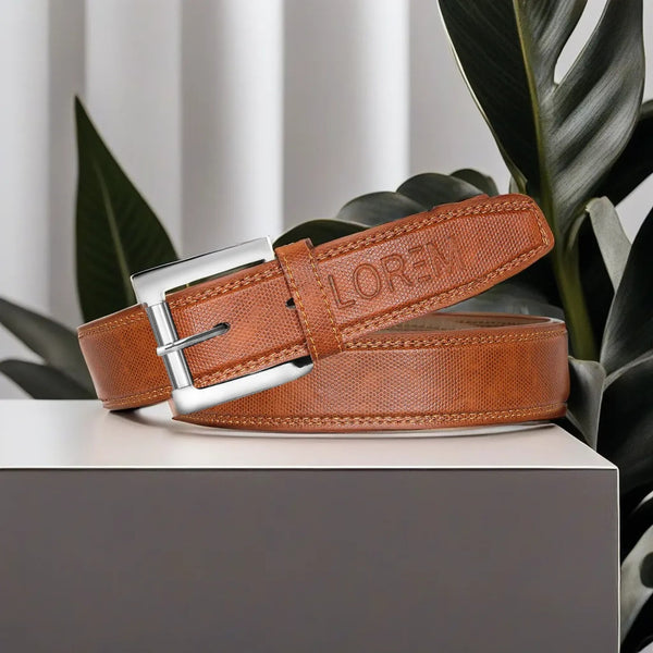 Orange Textured  PU Leather Belt For Men BT20-BKL06