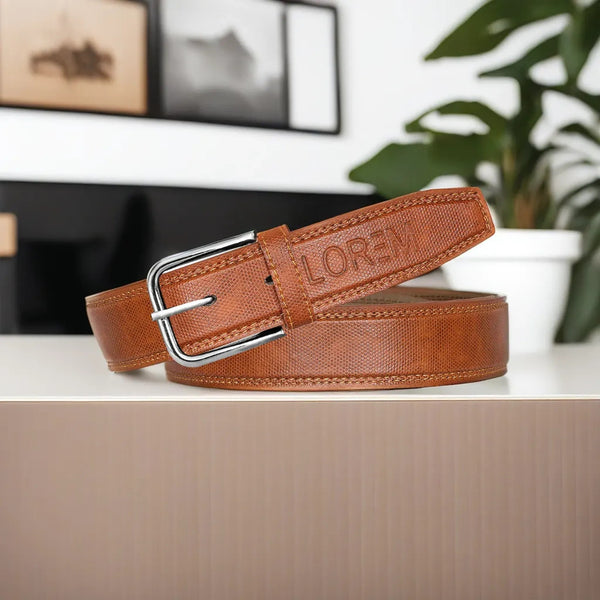 Orange Textured  PU Leather Belt For Men BT20-BKL08