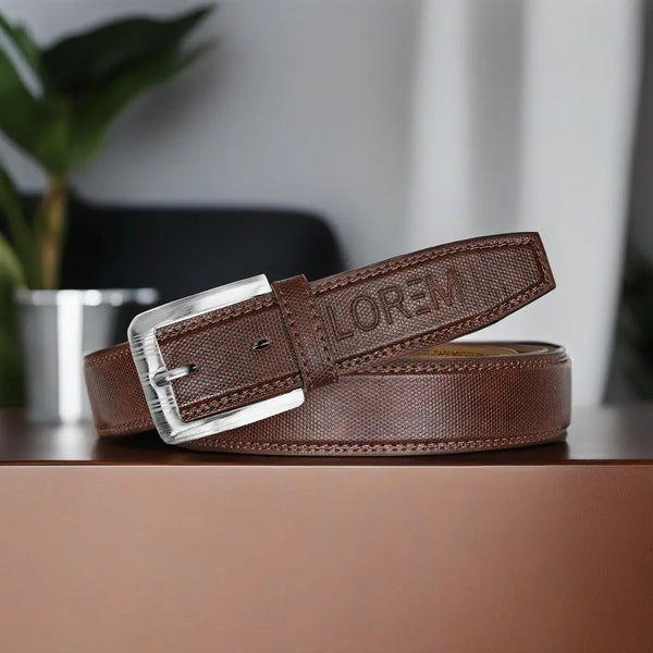 Brown Textured  PU Leather Belt For Men BT19-BKL10