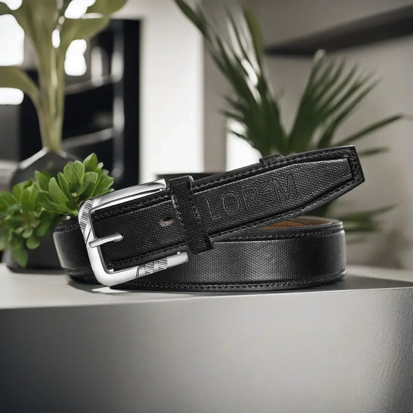 Black Textured PU Leather Belt For Men BT18-BKL09