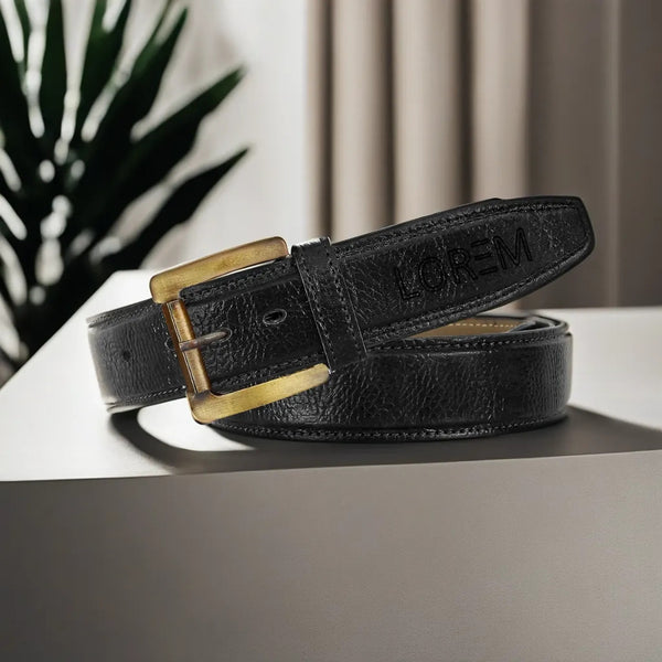 Black Textured  PU Leather Belt For Men BT12-BKL05