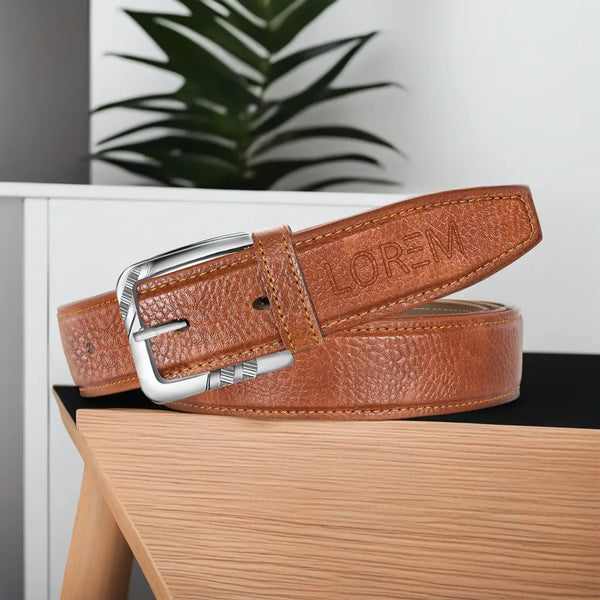 Orange Textured  PU Leather Belt For Men BT14-BKL09