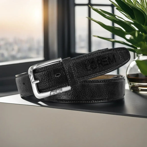 Black Textured  PU Leather Belt For Men BT12-BKL09