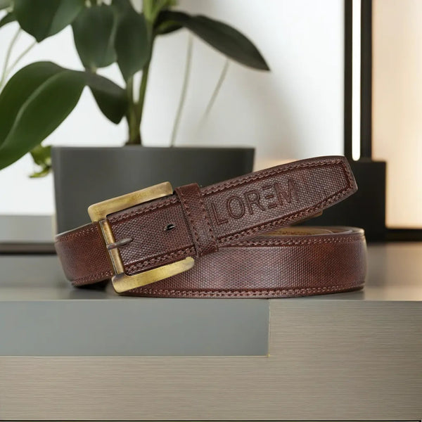 Brown Textured  PU Leather Belt For Men BT19-BKL05