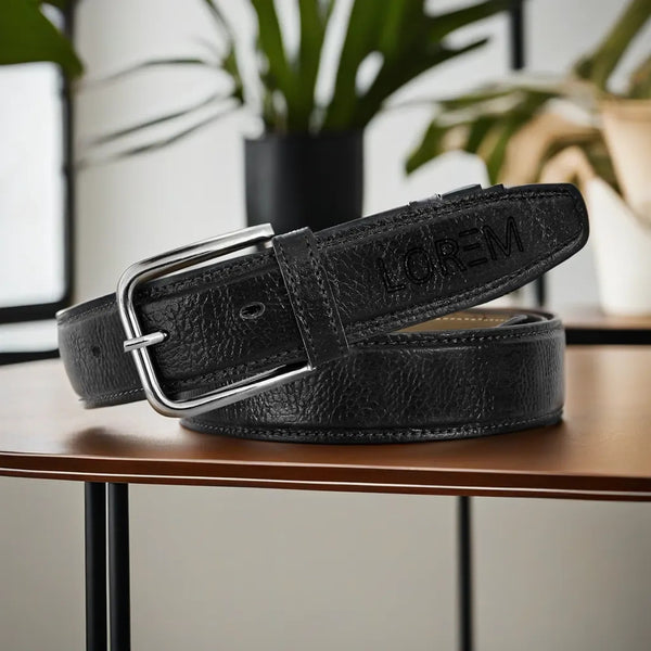 Black Textured  PU Leather Belt For Men BT12-BKL08