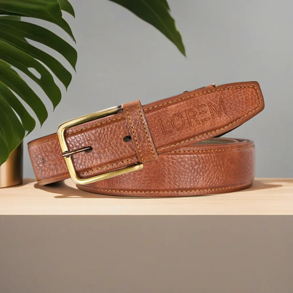 Orange Textured  PU Leather Belt For Men BT14-BKL07