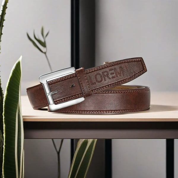 Brown Textured  PU Leather Belt For Men BT19-BKL06