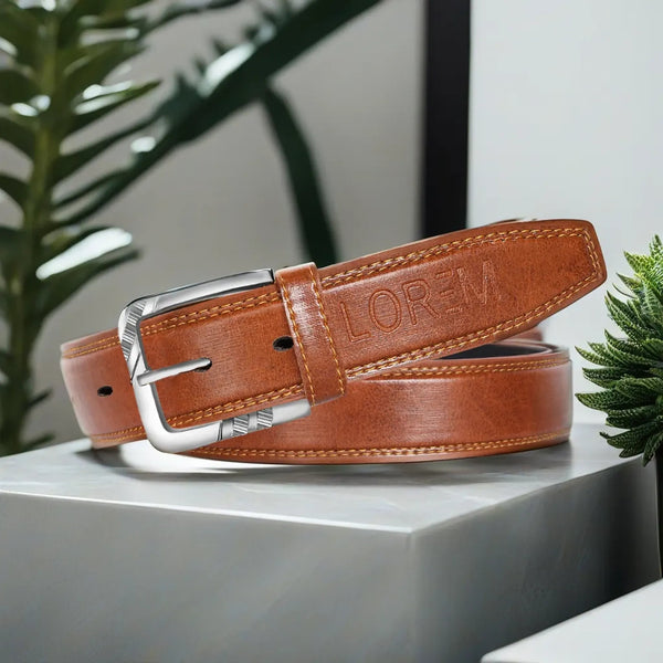 Orange PU Leather Belt For Men BT08-BKL09