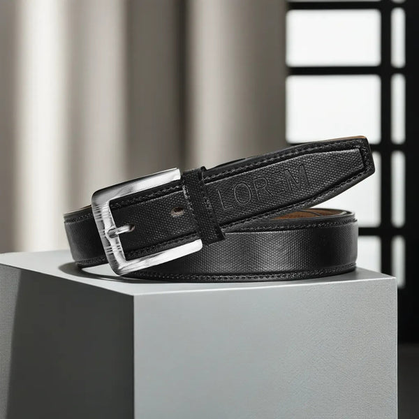 Black Textured PU Leather Belt For Men BT18-BKL10