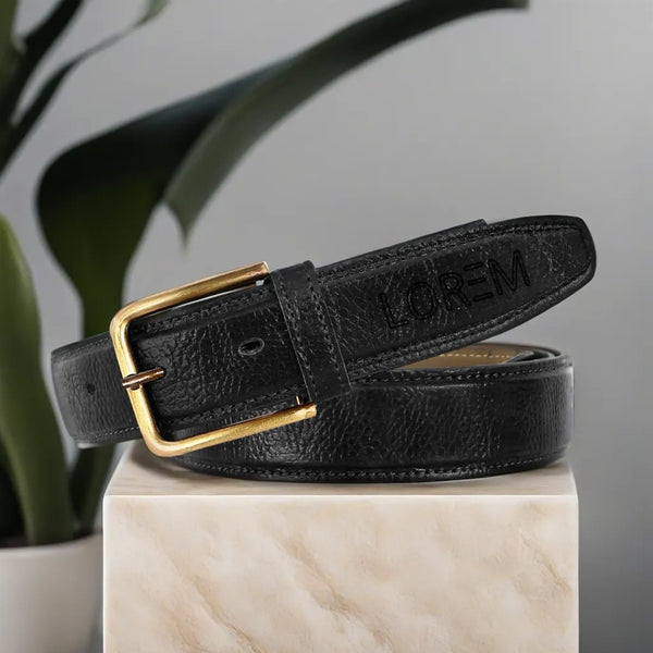 Black Textured  PU Leather Belt For Men BT12-BKL07