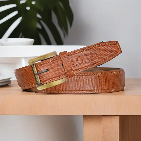 Orange Textured  PU Leather Belt For Men BT20-BKL05