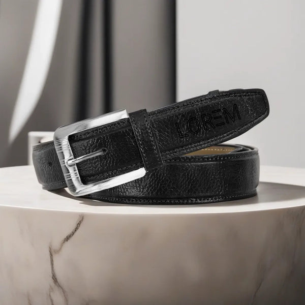 Black Textured  PU Leather Belt For Men BT12-BKL10