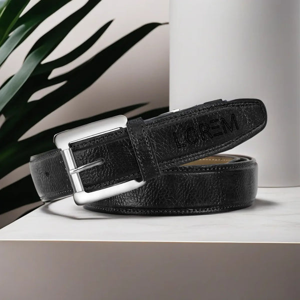 Black Textured  PU Leather Belt For Men BT12-BKL06