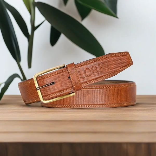 Orange Textured  PU Leather Belt For Men BT20-BKL07