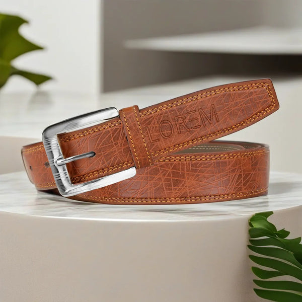 Orange PU Leather Belt For Men BT05-BKL10