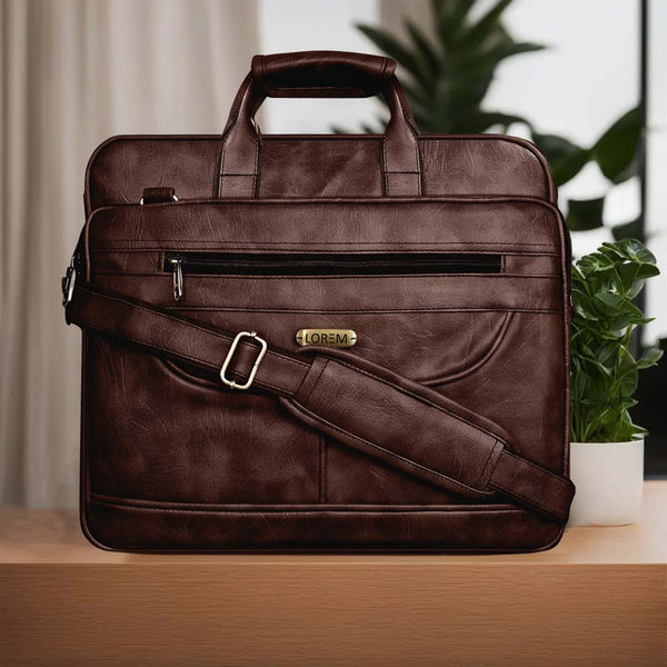 Brown Color Faux Leather 28L Messenger Bag For Men BG23