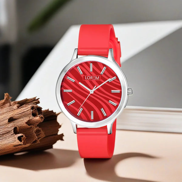 Red Stylish Dial Analog Watch For Women LR349