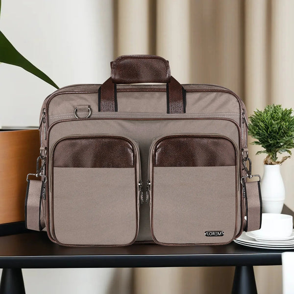 Grey & Brown Color PVC Coated Fabric 28L Messenger Bag For Men BG101