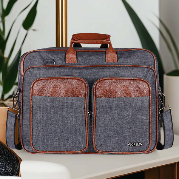 Grey & Tan Color Linen fabric 28L Messenger Bag For Men BG98