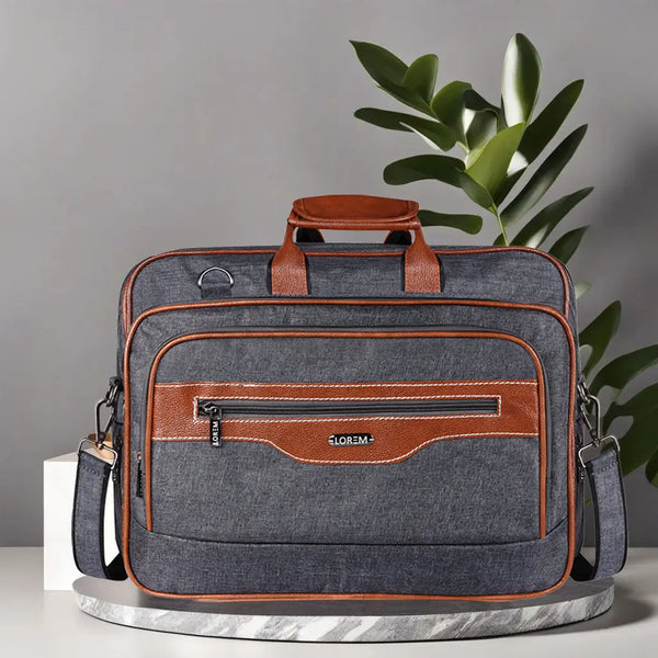 Grey & Tan Color Linen fabric 28L Messenger Bag For Men BG107