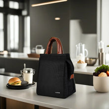 LOREM Black PVC Coated Matty Insulated Tiffin bag/Lunch Bag For Men & Women TB11