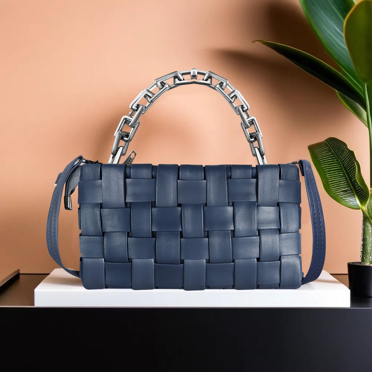 Blue Designer Faux Leather Handbag HB33 9 HB33g1