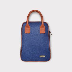Blue Linen Textured Insulated Tiffin Bag TB01