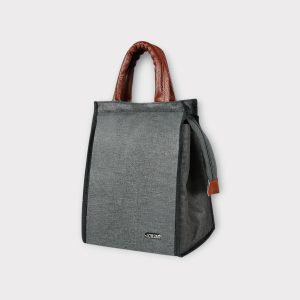 Grey Linen Textured Insulated Tiffin Bag TB08