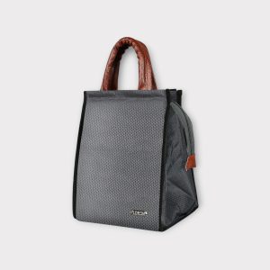 Grey Linen Textured Insulated Tiffin Bag TB10