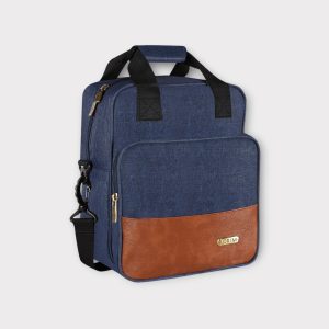 Blue Linen Textured Insulated Tiffin Bag TB13