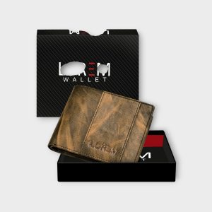 Brown Out Side Card Slot Bi-Fold Faux Leather 5 ATM Card Slots Wallet For Men WL20