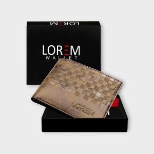 Brown 3D Emboss Square Bi-Fold Faux Leather 3 ATM Card Slots Wallet For Men WL36
