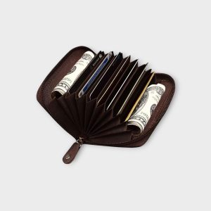Brown Small Pocket Sized 9 Slot ID, Credit-Debit Card Holder & Currency WL601
