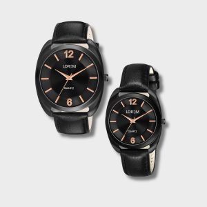 Black Stylish Dial Analog Watch For  Lovely Couple LR75-LR322