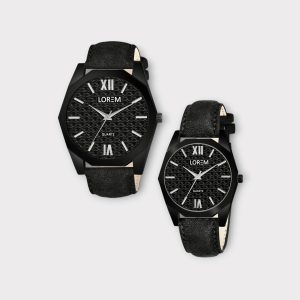 Black 3d embossed Dial Analog Watch For  Lovely Couple LR82-LR329