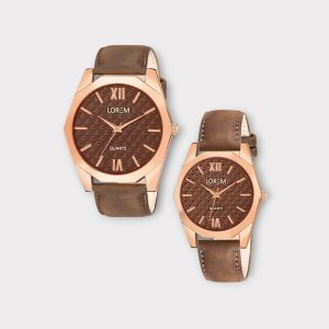 Brown 3d embossed Dial Analog Watch For  Lovely Couple LR83-LR330