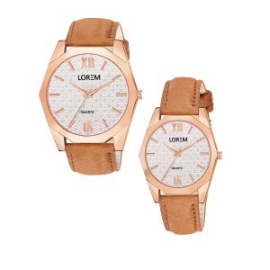 White 3d embossed Dial Analog Watch For  Lovely Couple LR84-LR331