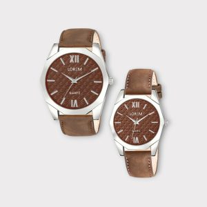 Brown 3d embossed Dial Analog Watch For  Lovely Couple LR85-LR332