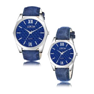 Blue 3d embossed Dial Analog Watch For  Lovely Couple LR86-LR333