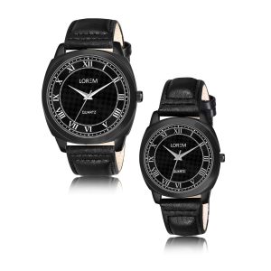 Black Cubic Designer Printed Dial Analog Watch For  Lovely Couple LR88-LR335