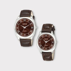 Brown Cubic Designer Printed Dial Analog Watch For  Lovely Couple LR91-LR338